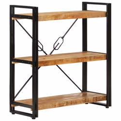 vidaXL Bookcase Bookshelf Wooden Storage Rack Shelf Solid Wood Mango and Iron - Brown - Additional view 8