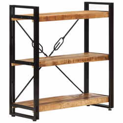 vidaXL Bookcase Bookshelf Wooden Storage Rack Shelf Solid Wood Mango and Iron - Brown - Additional view 9
