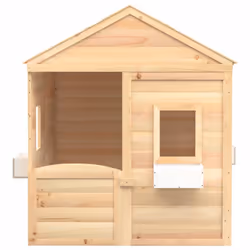 vidaXL Playhouse with Lockable Door and Flower Pots Solid Wood Fir Playhouse - brown