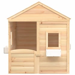 vidaXL Playhouse with Lockable Door and Flower Pots Solid Wood Fir Playhouse - brown