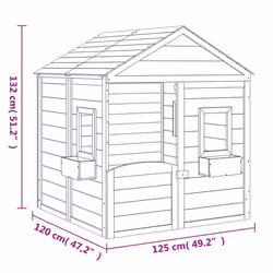 vidaXL Playhouse with Lockable Door and Flower Pots Solid Wood Fir Playhouse - brown