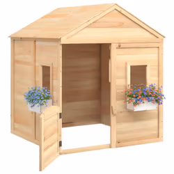 vidaXL Playhouse with Lockable Door and Flower Pots Solid Wood Fir Playhouse - brown - Additional view 4