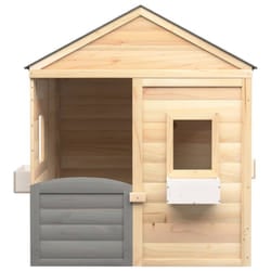 vidaXL Playhouse with Lockable Door and Flower Pots Solid Wood Fir Playhouse - grey