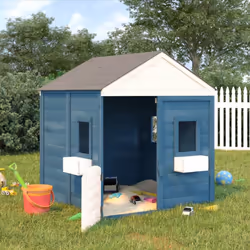 vidaXL Playhouse with Lockable Door and Flower Pots Solid Wood Fir Playhouse
