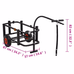 vidaXL Fishing Trolley Outdoor Beach Wagon Hand Cart Bike Trailer Black Steel - without bag