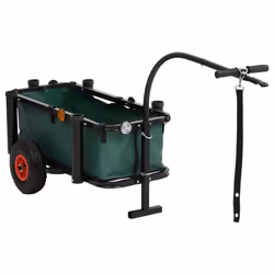 vidaXL Fishing Trolley Outdoor Beach Wagon Hand Cart Bike Trailer Black Steel - with bag