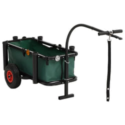 vidaXL Fishing Trolley Outdoor Beach Wagon Hand Cart Bike Trailer Black Steel - with bag