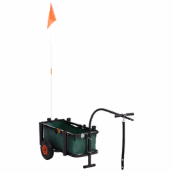 vidaXL Fishing Trolley Outdoor Beach Wagon Hand Cart Bike Trailer Black Steel - with bag