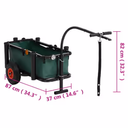 vidaXL Fishing Trolley Outdoor Beach Wagon Hand Cart Bike Trailer Black Steel - with bag