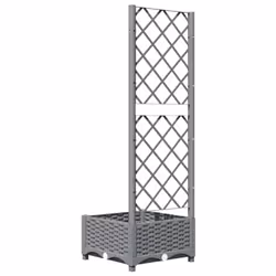 vidaXL Garden Planter with Trellis PP Outdoor Raised Bed Flower Pot Planter - light grey, 40 x 40 x 121.5 cm - Additional view 5