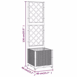 vidaXL Garden Planter with Trellis PP Outdoor Raised Bed Flower Pot Planter - light grey, 40 x 40 x 136 cm - Additional view 3