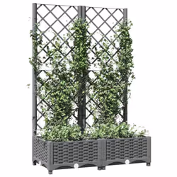 vidaXL Garden Planter with Trellis PP Outdoor Raised Bed Flower Pot Planter - light grey, 80 x 40 x 121.5 cm - Additional view 2