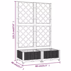 vidaXL Garden Planter with Trellis PP Outdoor Raised Bed Flower Pot Planter - light grey, 80 x 40 x 121.5 cm - Additional view 3