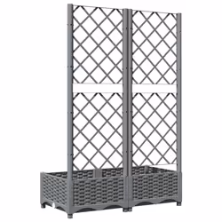 vidaXL Garden Planter with Trellis PP Outdoor Raised Bed Flower Pot Planter - light grey, 80 x 40 x 121.5 cm - Additional view 5