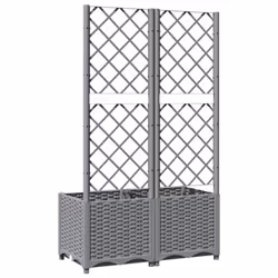 vidaXL Garden Planter with Trellis PP Outdoor Raised Bed Flower Pot Planter - light grey, 80 x 40 x 136 cm - Additional view 5