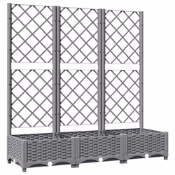 vidaXL Garden Planter with Trellis PP Outdoor Raised Bed Flower Pot Planter - light grey, 120 x 40 x 121.5 cm - Additional view 3