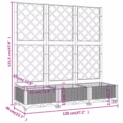 vidaXL Garden Planter with Trellis PP Outdoor Raised Bed Flower Pot Planter - light grey, 120 x 40 x 121.5 cm - Additional view 5
