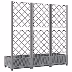 vidaXL Garden Planter with Trellis PP Outdoor Raised Bed Flower Pot Planter - light grey, 120 x 40 x 121.5 cm - Additional view 7