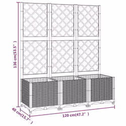 vidaXL Garden Planter with Trellis PP Outdoor Raised Bed Flower Pot Planter - light grey, 120 x 40 x 136 cm - Additional view 2