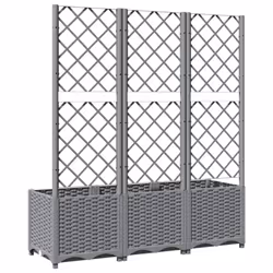 vidaXL Garden Planter with Trellis PP Outdoor Raised Bed Flower Pot Planter - light grey, 120 x 40 x 136 cm - Additional view 6