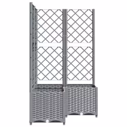 vidaXL Garden Planter with Trellis PP Outdoor Raised Bed Flower Pot Planter - light grey, 80 x 80 x 136 cm - Additional view 4