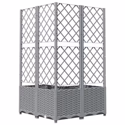 vidaXL Garden Planter with Trellis PP Outdoor Raised Bed Flower Pot Planter - light grey, 80 x 80 x 136 cm - Additional view 5