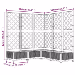 vidaXL Garden Planter with Trellis PP Outdoor Raised Bed Flower Pot Planter - light grey, 120 x 120 x 121.5 cm - Additional view 2