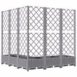 vidaXL Garden Planter with Trellis PP Outdoor Raised Bed Flower Pot Planter - light grey, 120 x 120 x 121.5 cm - Additional view 4