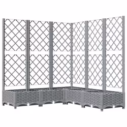vidaXL Garden Planter with Trellis PP Outdoor Raised Bed Flower Pot Planter - light grey, 120 x 120 x 121.5 cm - Additional view 5