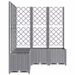 vidaXL Garden Planter with Trellis PP Outdoor Raised Bed Flower Pot Planter - light grey, 120 x 120 x 136 cm - Additional view 4