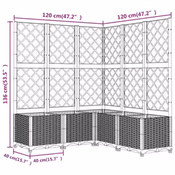 vidaXL Garden Planter with Trellis PP Outdoor Raised Bed Flower Pot Planter - light grey, 120 x 120 x 136 cm - Additional view 7