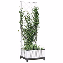 vidaXL Garden Planter with Trellis PP Outdoor Raised Bed Flower Pot Planter - white, 40 x 40 x 121.5 cm - Additional view 2