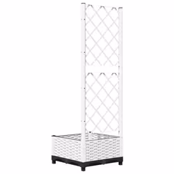 vidaXL Garden Planter with Trellis PP Outdoor Raised Bed Flower Pot Planter - white, 40 x 40 x 121.5 cm - Additional view 5