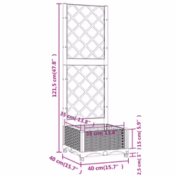 vidaXL Garden Planter with Trellis PP Outdoor Raised Bed Flower Pot Planter - white, 40 x 40 x 121.5 cm - Additional view 7