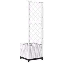 vidaXL Garden Planter with Trellis PP Outdoor Raised Bed Flower Pot Planter - white, 40 x 40 x 136 cm - Additional view 5
