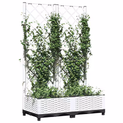 vidaXL Garden Planter with Trellis PP Outdoor Raised Bed Flower Pot Planter - white, 80 x 40 x 121.5 cm - Additional view 2