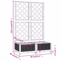 vidaXL Garden Planter with Trellis PP Outdoor Raised Bed Flower Pot Planter - white, 80 x 40 x 121.5 cm - Additional view 3