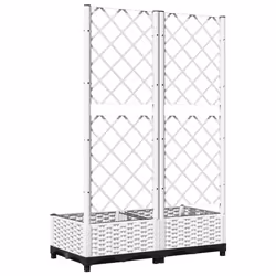 vidaXL Garden Planter with Trellis PP Outdoor Raised Bed Flower Pot Planter - white, 80 x 40 x 121.5 cm - Additional view 5