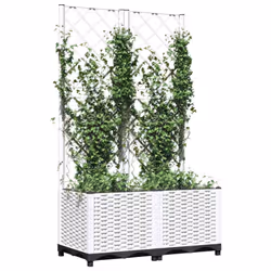 vidaXL Garden Planter with Trellis PP Outdoor Raised Bed Flower Pot Planter - white, 80 x 40 x 136 cm - Additional view 2