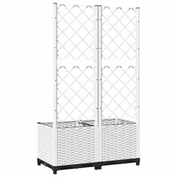 vidaXL Garden Planter with Trellis PP Outdoor Raised Bed Flower Pot Planter - white, 80 x 40 x 136 cm - Additional view 5