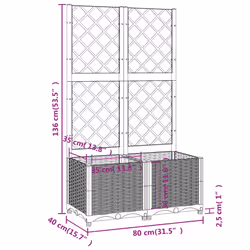 vidaXL Garden Planter with Trellis PP Outdoor Raised Bed Flower Pot Planter - white, 80 x 40 x 136 cm - Additional view 7