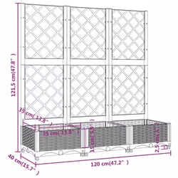 vidaXL Garden Planter with Trellis PP Outdoor Raised Bed Flower Pot Planter - white, 120 x 40 x 121.5 cm - Additional view 3