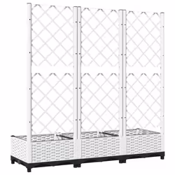vidaXL Garden Planter with Trellis PP Outdoor Raised Bed Flower Pot Planter - white, 120 x 40 x 121.5 cm - Additional view 5