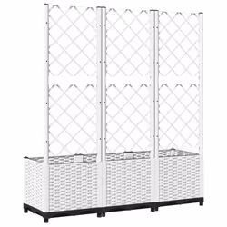 vidaXL Garden Planter with Trellis PP Outdoor Raised Bed Flower Pot Planter - white, 120 x 40 x 136 cm - Additional view 5