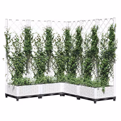 vidaXL Garden Planter with Trellis PP Outdoor Raised Bed Flower Pot Planter - white, 120 x 120 x 121.5 cm - Additional view 2