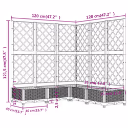 vidaXL Garden Planter with Trellis PP Outdoor Raised Bed Flower Pot Planter - white, 120 x 120 x 121.5 cm - Additional view 3