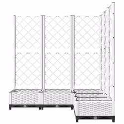 vidaXL Garden Planter with Trellis PP Outdoor Raised Bed Flower Pot Planter - white, 120 x 120 x 121.5 cm - Additional view 4