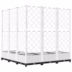 vidaXL Garden Planter with Trellis PP Outdoor Raised Bed Flower Pot Planter - white, 120 x 120 x 121.5 cm - Additional view 5