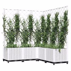 vidaXL Garden Planter with Trellis PP Outdoor Raised Bed Flower Pot Planter - white, 120 x 120 x 136 cm - Additional view 2