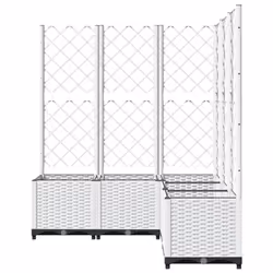 vidaXL Garden Planter with Trellis PP Outdoor Raised Bed Flower Pot Planter - white, 120 x 120 x 136 cm - Additional view 4